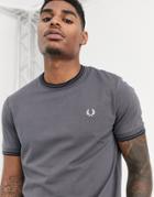 Fred Perry Twin Tipped Ringer T-shirt In Gray