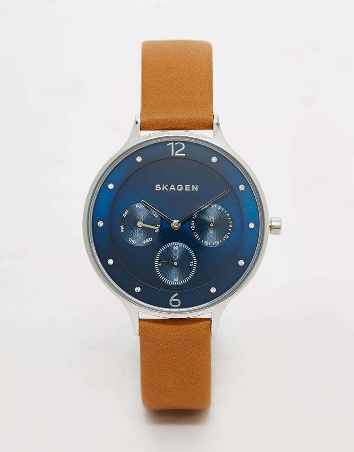 Skagen Blue Chrono Skw2310 Watch - Tan