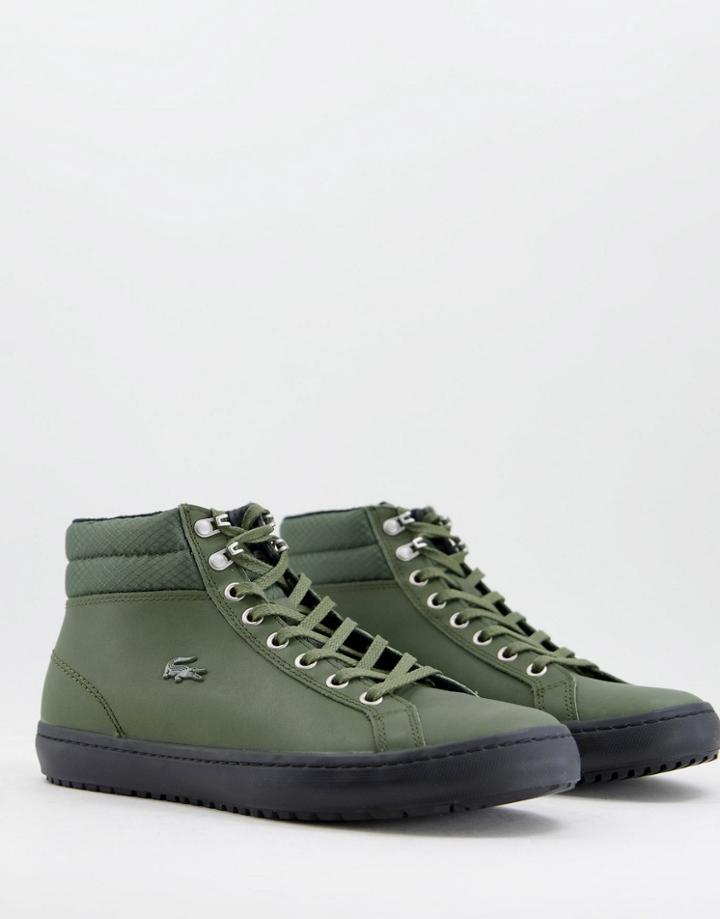 Lacoste Straightset Sneakers In Khaki/black-green