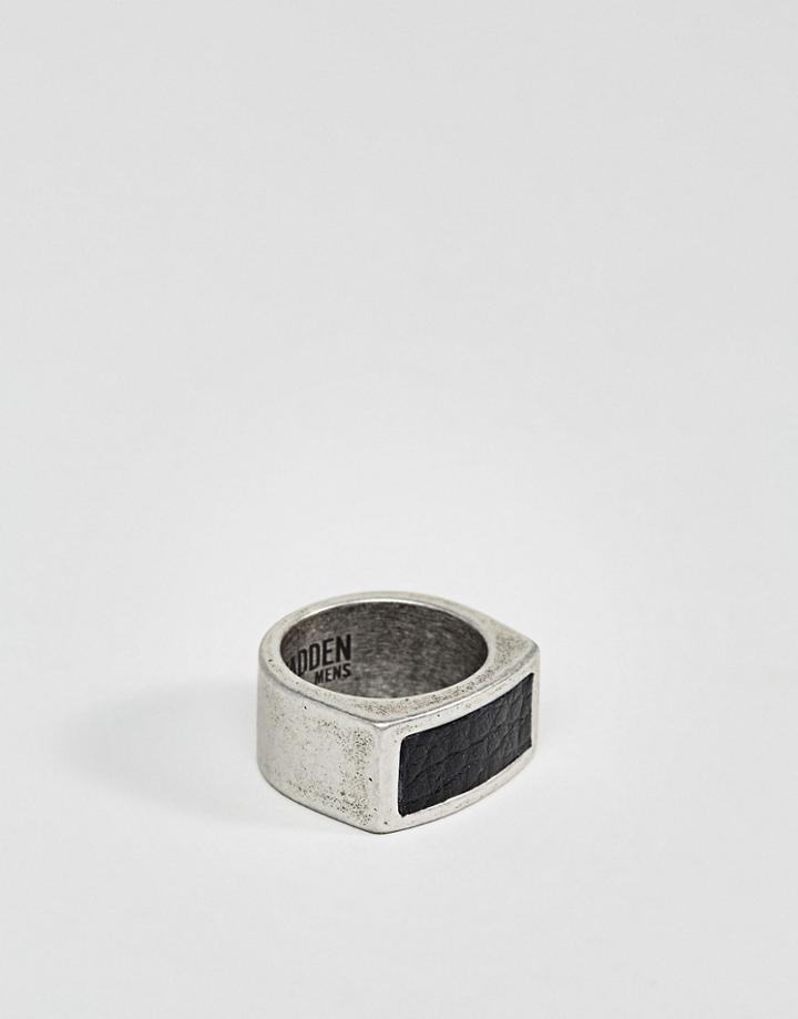 Steve Madden Leather Band Ring - Silver