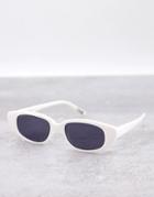 Asos Design Slim Cat Eye Sunglasses In Shiny White