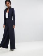 Asos Tailored High Waisted Pants With Raw Edge - Navy