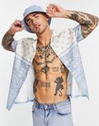 Topman Paisley Geo Print Shirt In Off White And Blue