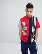 Fila Black Line T-shirt With Contrast Stripe Panel In Red - Red