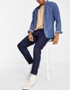 Selected Homme Jeans In Slim Tapered Dark Blue With Contrast Stitch - Part Of A Set-blues