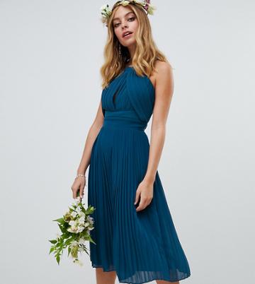 Tfnc Petite Pleated Bridesmaids Midi Dress - Blue
