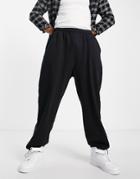 Asos Design Oversized Joggers In Black With Toggle Hem - Black
