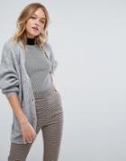 Monki Longline Knitted Cardigan - Gray