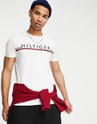Tommy Hilfiger Corp Stripe Logo T-shirt In White