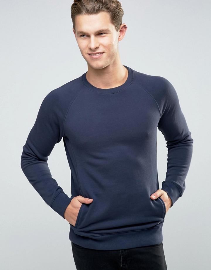 Boss Orange Wheel Crew Sweatshirt Slim Fit - Navy