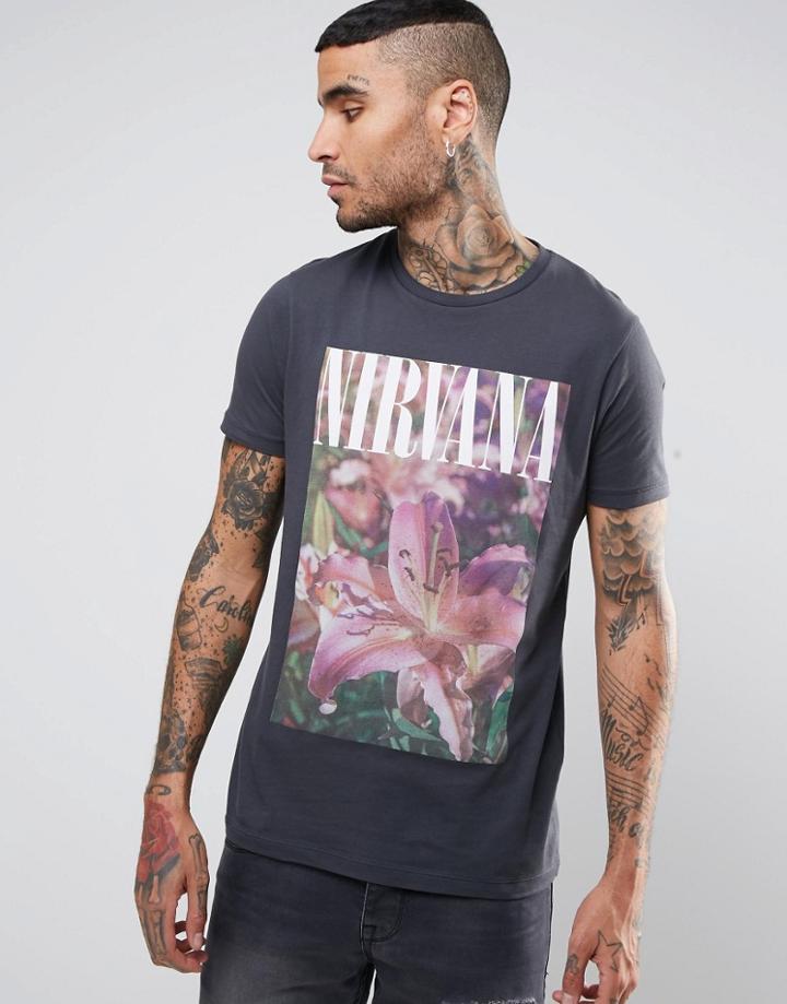 Asos Vintage Nirvana Floral Band T-shirt - Gray