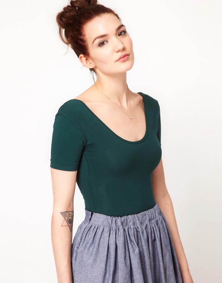 American Apparel Cotton Spandex Jersey T-shirt Leotard - Black