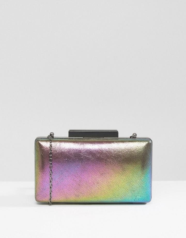 Faith Iridescent Box Clutch Bag - Blue