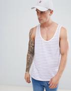 Boohooman Racer Back Tank In Lilac Stripe - Purple