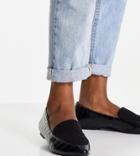 London Rebel Wide Fit Pointed Flat Loafers In Black