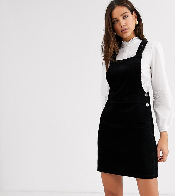 New Look Tall Cord Pinny Dress In Black