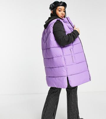 Noisy May Curve Longline Padded Vest In Purple