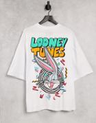 Asos Design Looney Tunes T-shirt With Front And Back Print In White