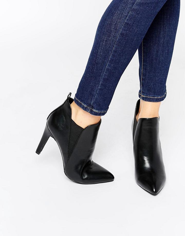 London Rebel Point Heeled Ankle Boots - Black