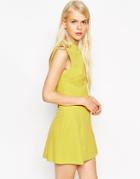 Asos Shift Dress With Metal Ring Detail - Chartreuse