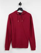 Asos Design Lightweight Hoodie In Washed Red - Red