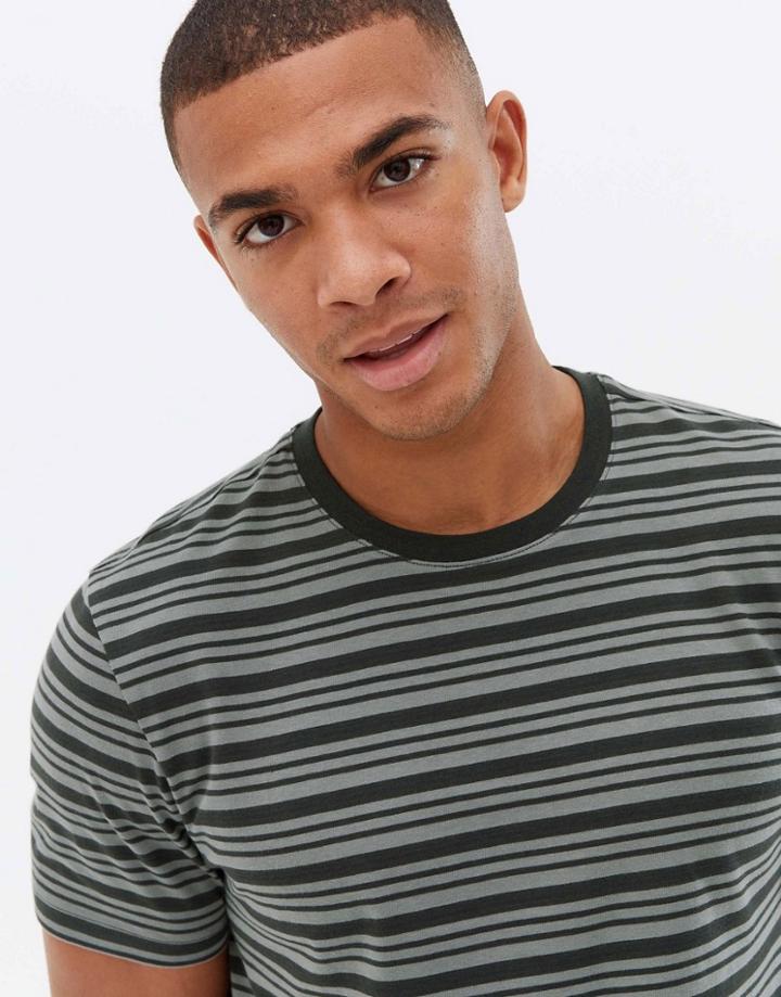 New Look Stripe T-shirt In Khaki-green