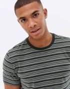 New Look Stripe T-shirt In Khaki-green
