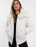 Sixth June Oversized Bomber Jacket With Faux Fur Hood