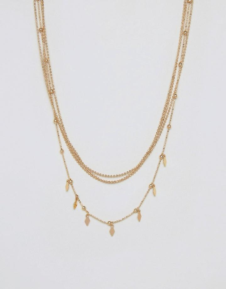 Asos Ditsy Chain Multirow Necklaces - Gold