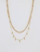 Asos Ditsy Chain Multirow Necklaces - Gold