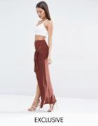 Club L Slinky Knot Detailed Skirt - Chocolate Brown