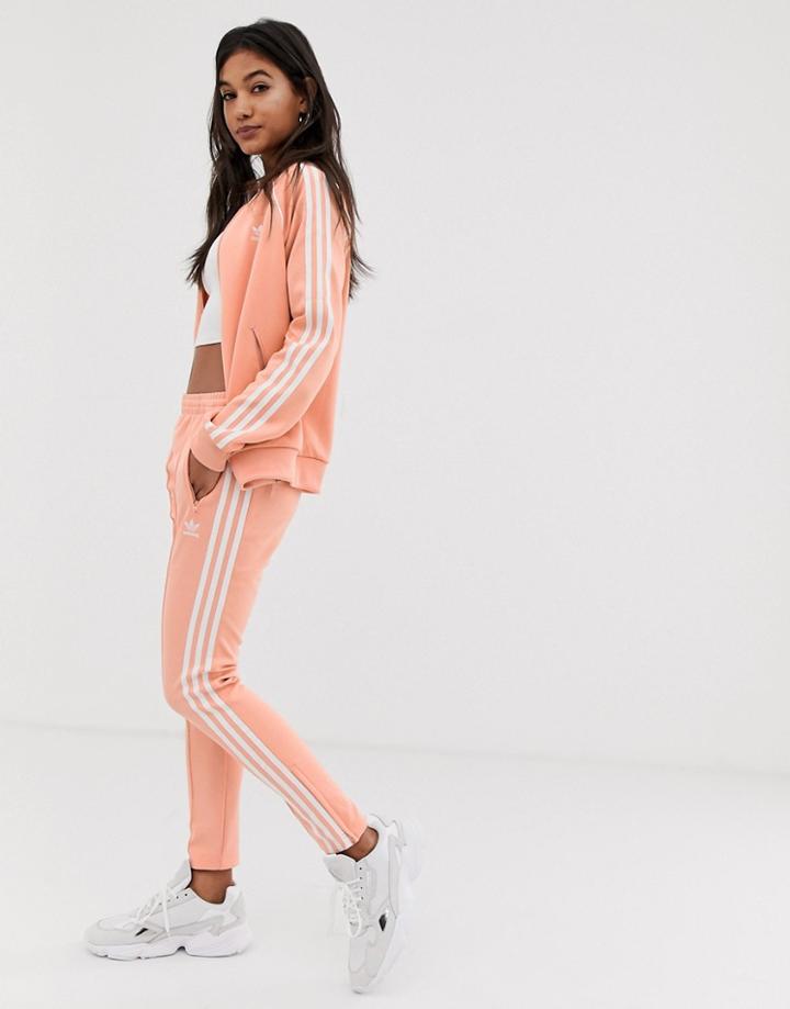 Adidas Originals Adicolor Three Stripe Cigarette Pant In Pink - Pink