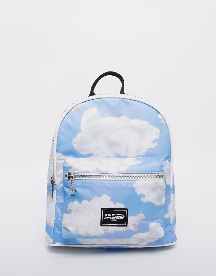 Jaded London Cloud Print Backpack - Blue