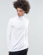 Weekday Turtle Long Sleeve Top Roll Neck - White