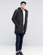 Brave Soul Premium Fish Tail Parka Jacket With Faux Leather Arms - Black