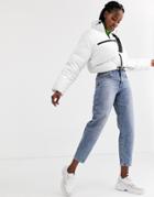 Asos Design Tech Puffer Jacket With Fanny Pack In White