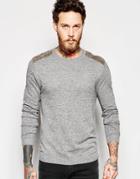 Asos Cotton Sweater With Shoulder Patches - Gray Twist