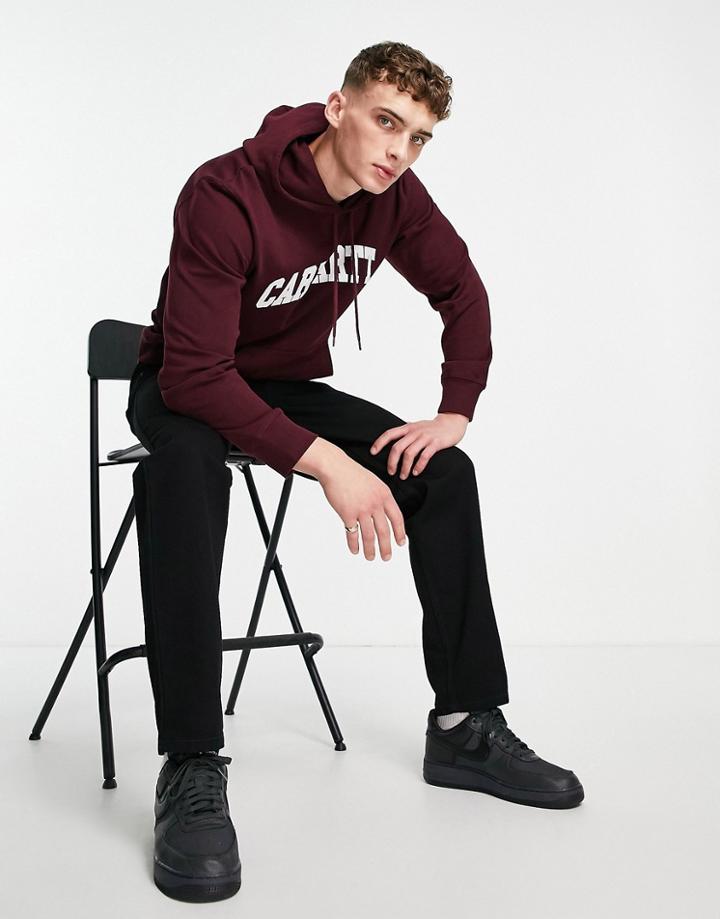 Carhartt Wip University Script Hoodie In Burgundy-red