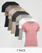 Asos 7 Pack Extreme Muscle T-shirt - Multi