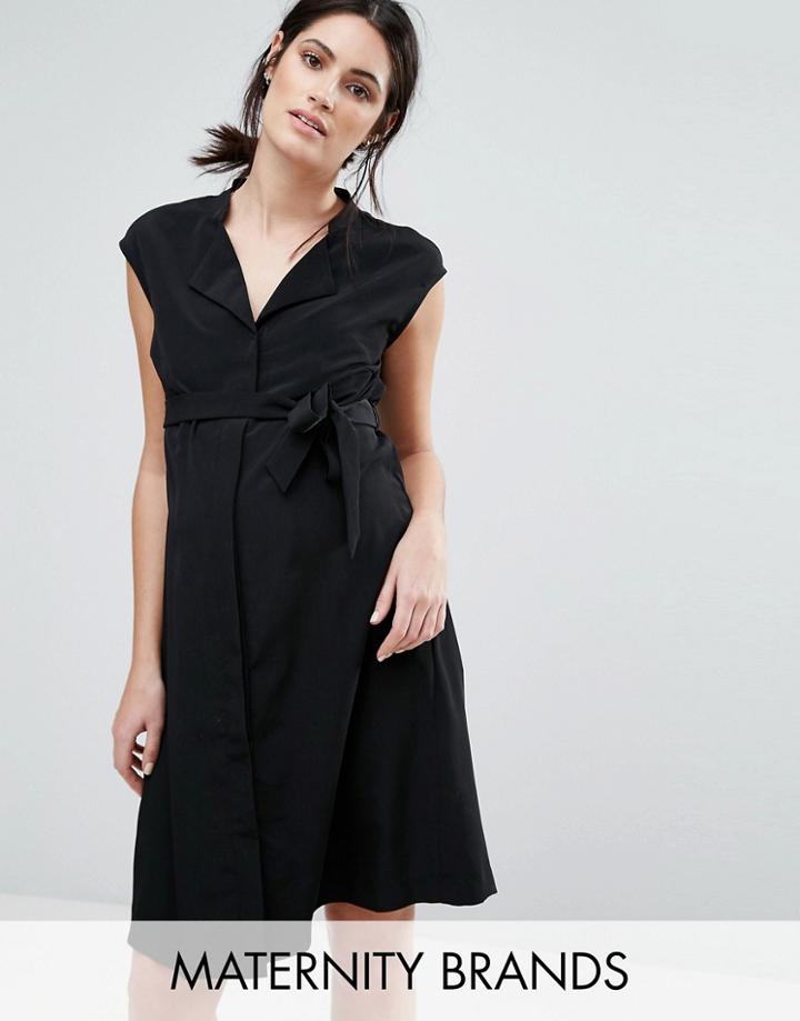 Mama. Licious Sleeveless Belted Dress - Black