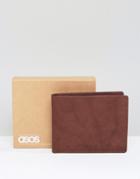 Asos Leather Wallet In Brown With Vintage Finish - Brown
