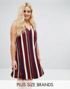 Ax Paris Plus Stripe V Neck Shift Dress - Multi