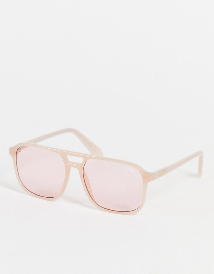 Quay On The Fly Aviator Sunglasses In Crystal-clear