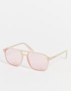 Quay On The Fly Aviator Sunglasses In Crystal-clear