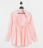 Collusion Oversized Shirt With Open Back In Pink