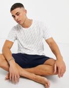 Lacoste Repeated Logo Lounge T-shirt In White