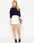 Asos A Line Skirt With Black Covered Buttons