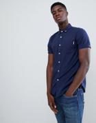 Soul Star Short Sleeve Shirt In Slim Fit-blue
