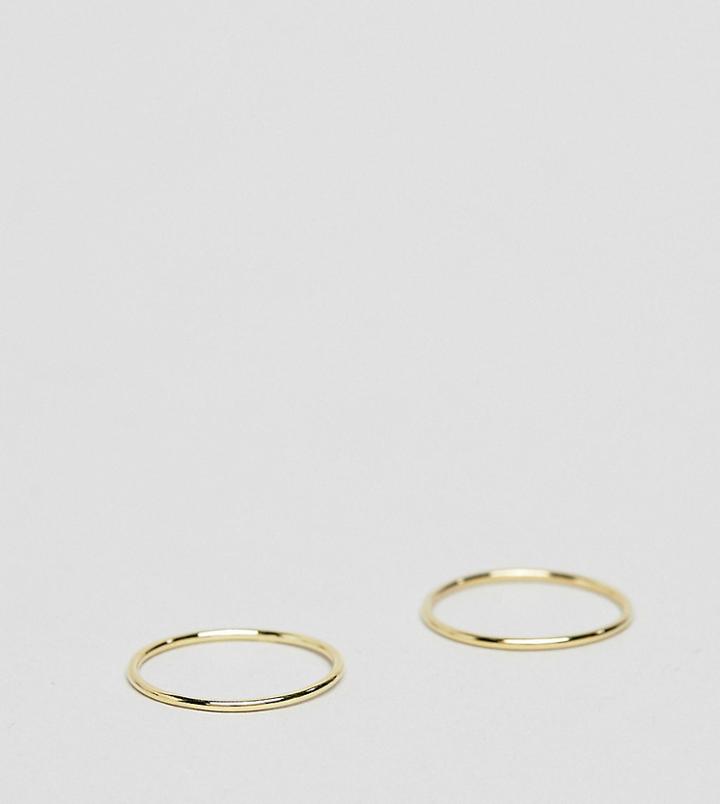 Kingsley Ryan Sterling Silver Gold Plated 2 Pack Band Rings - Gold