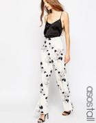 Asos Tall Occasion Wide Leg Trousers In Floral Print - Multi